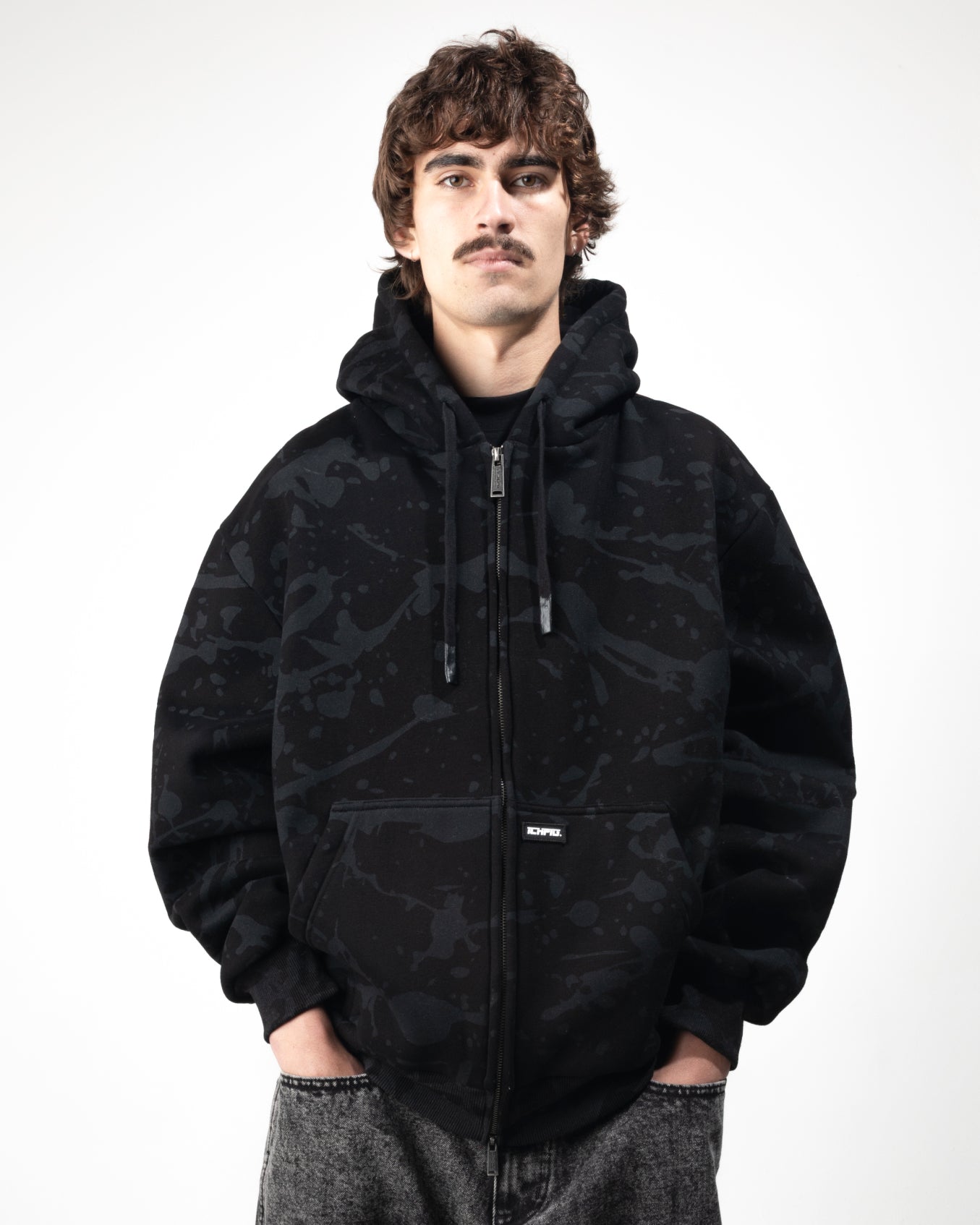 Ichpig Splatter Zip Up Black