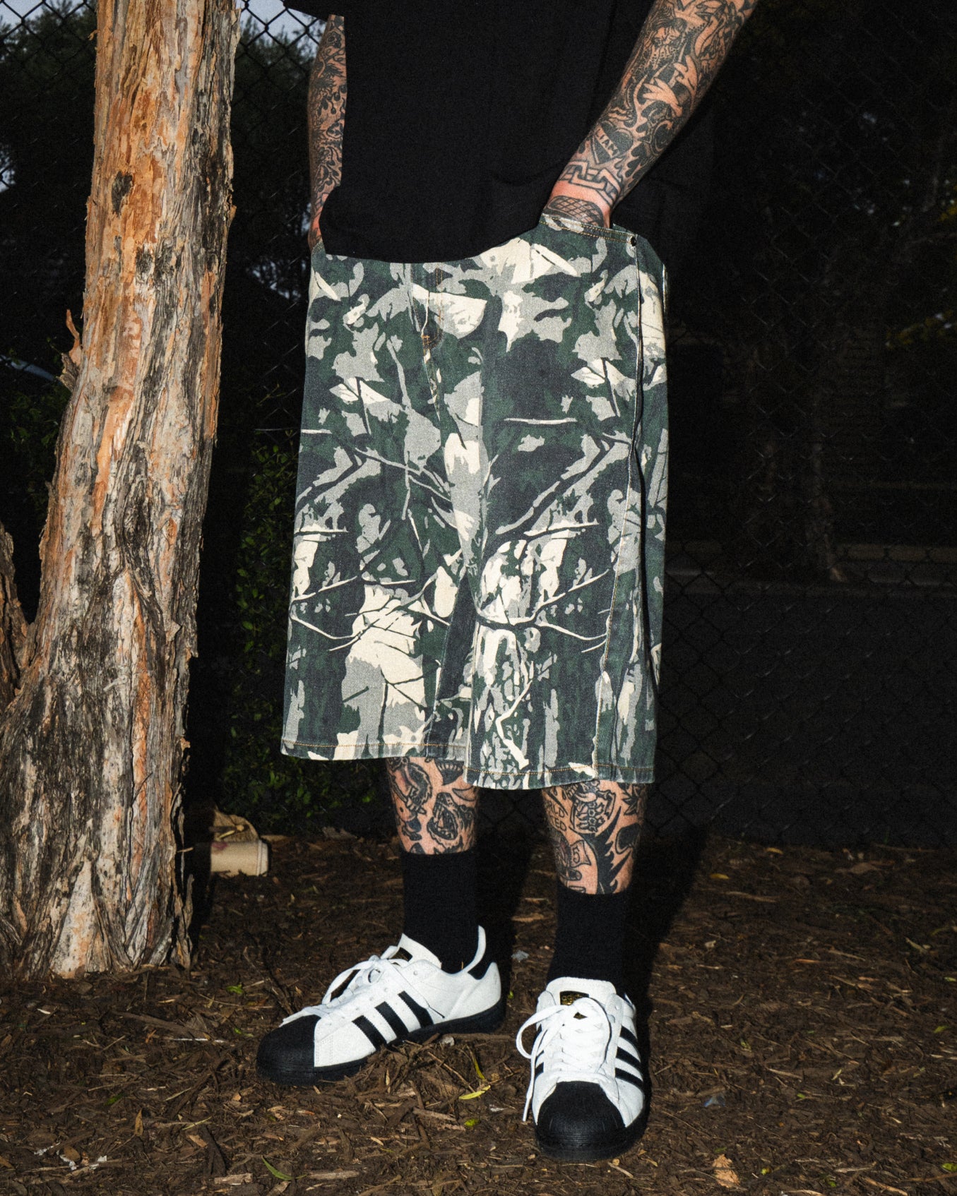 Ichpig Pigasus Denim Shorts Tree