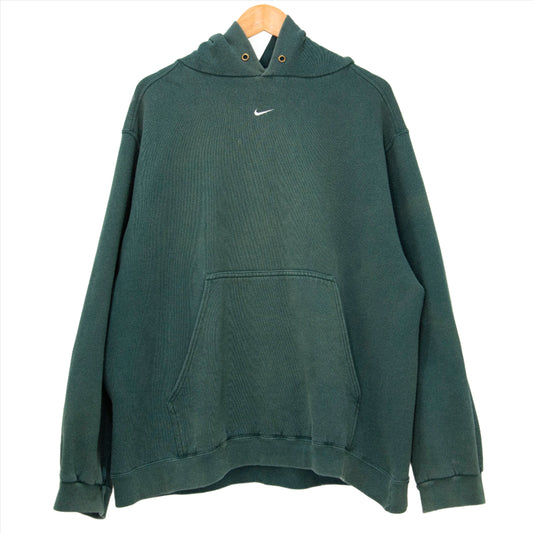 90's Nike Centre Swoosh Hoodie Forest Green XL