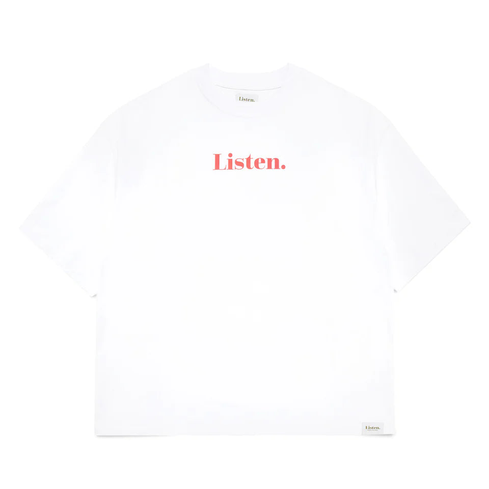 Listen Logo Tee White