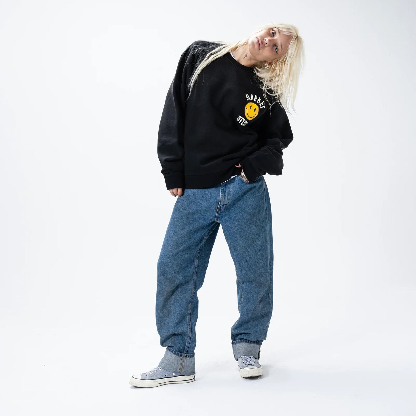 Market Smiley Lockup Sweatshirt Faded Black