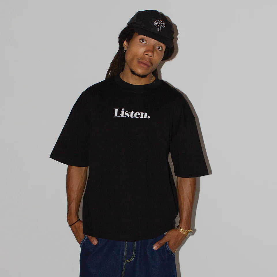 Listen Logo Tee Black