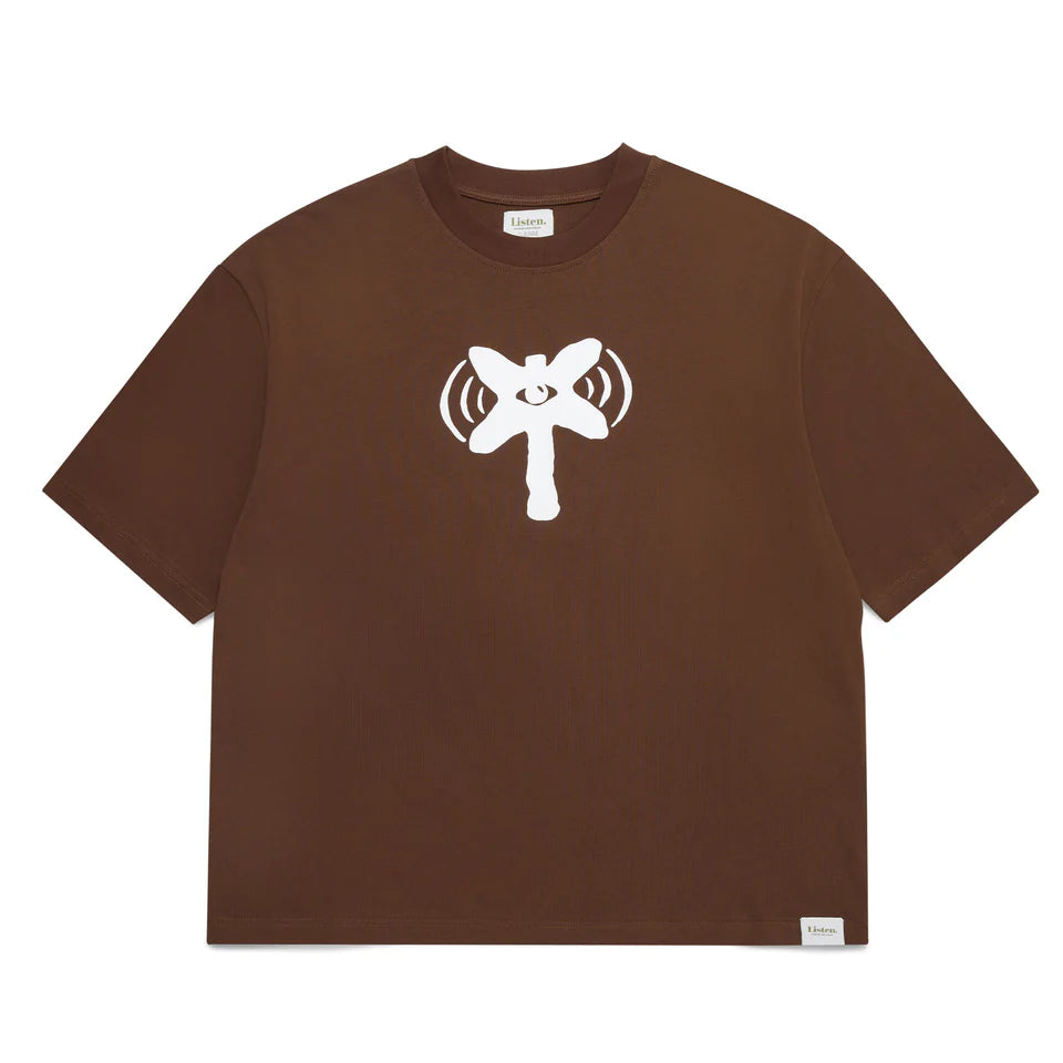 Listen Signal Tee Brown