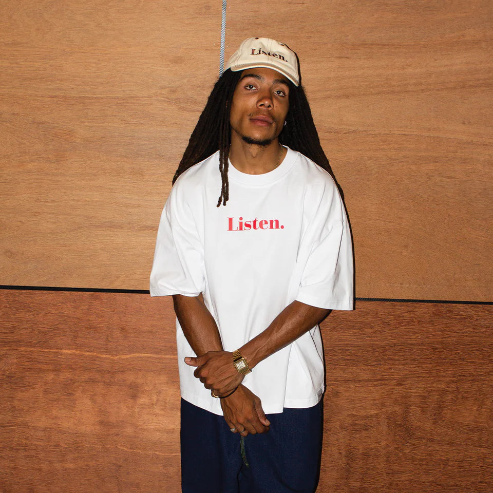 Listen Logo Tee White