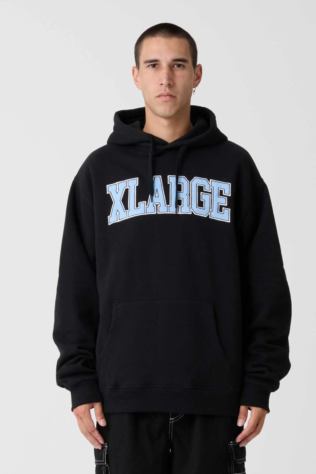 X-Large Satin College Hoodie Black