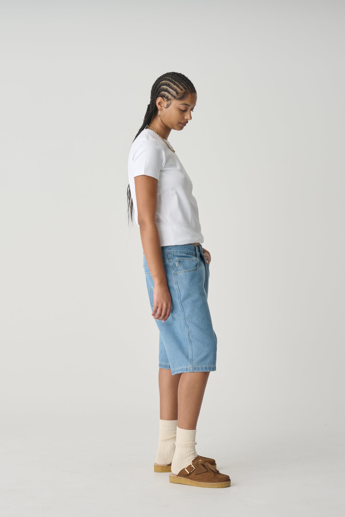 S-Double Denim Standard Short Mid Blue
