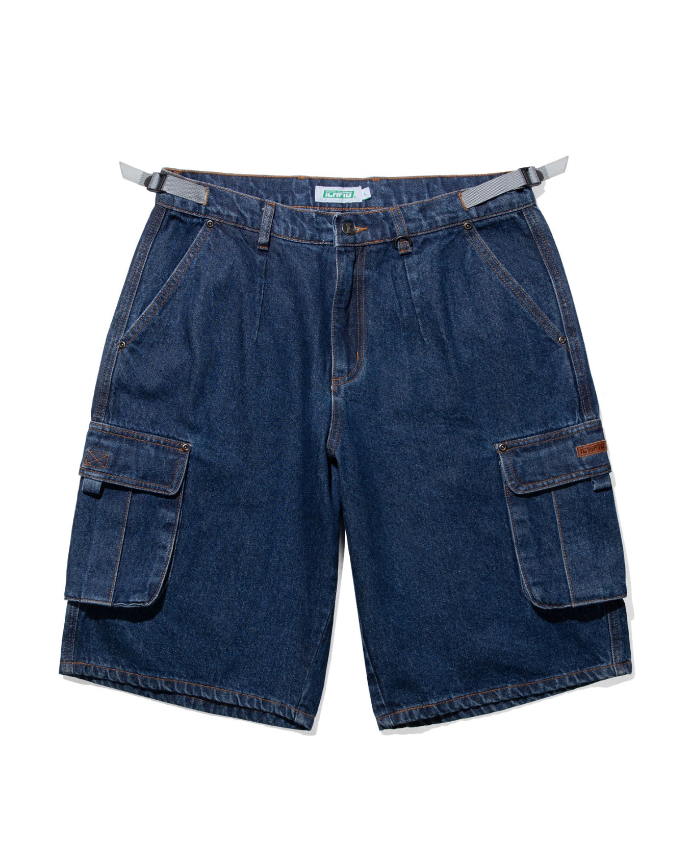 Ichpig Denim Cargo Shorts Washed Indigo