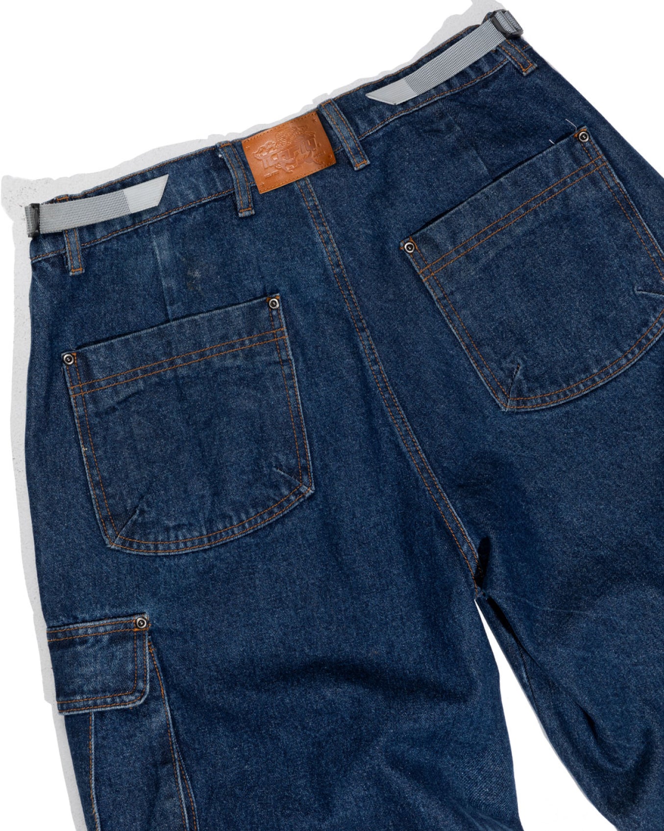 Ichpig Denim Cargo Shorts Washed Indigo