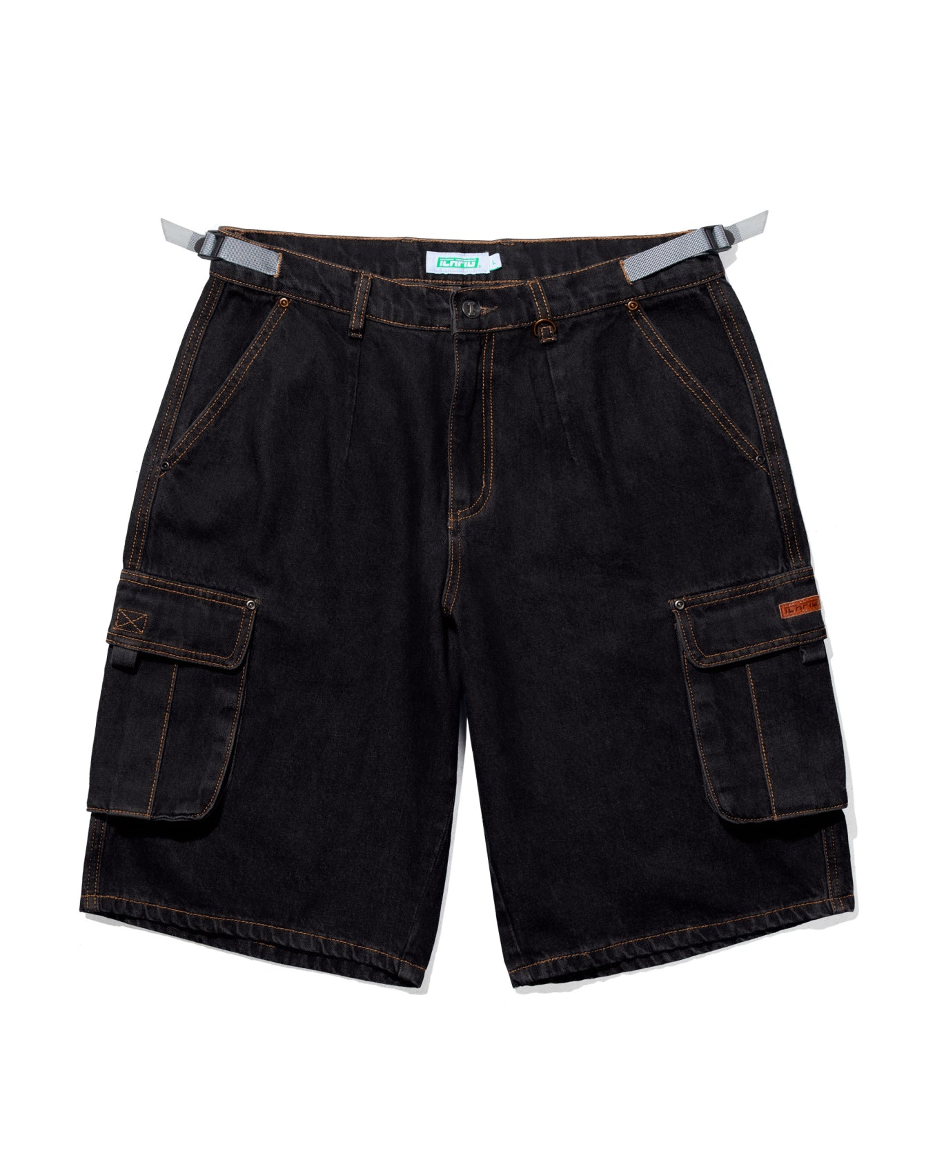 Ichpig Denim Cargo Shorts Black Overdye