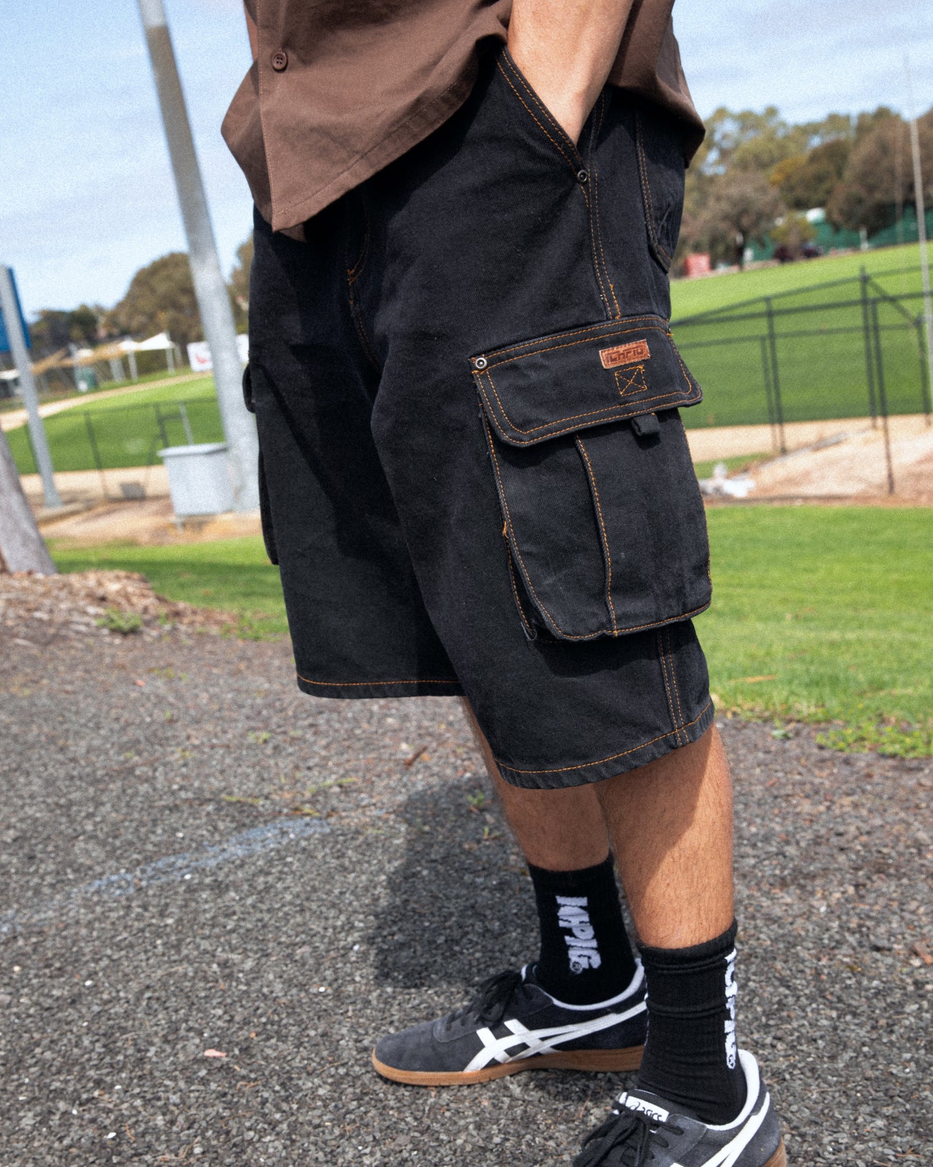 Ichpig Denim Cargo Shorts Black Overdye