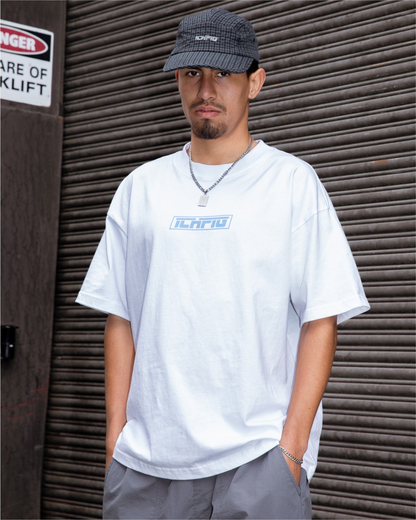 Ichpig Strike Logo Tee White / Sky Blue