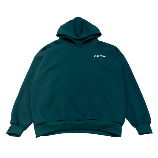 Cold Wave Embroidered Logo Hoodie Bottle Green