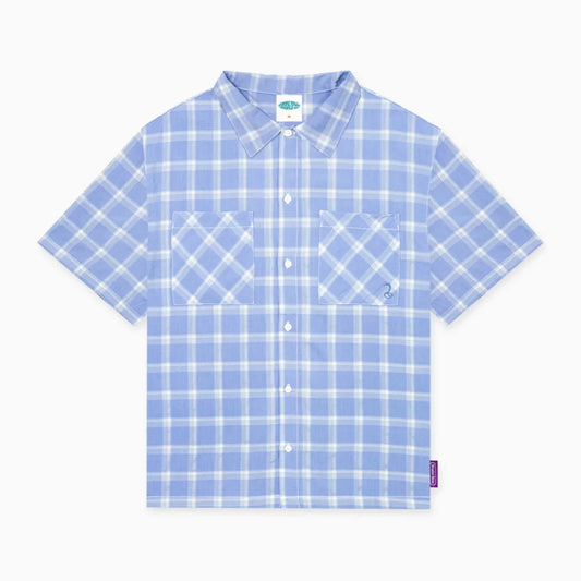 The Snake Hole Big Cheque Button Up Shirt Blue