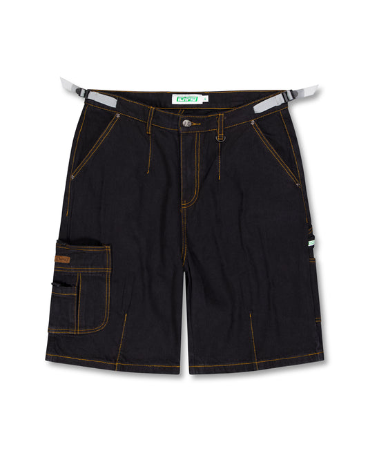 Ichpig Denim Utility Shorts Black Overdye