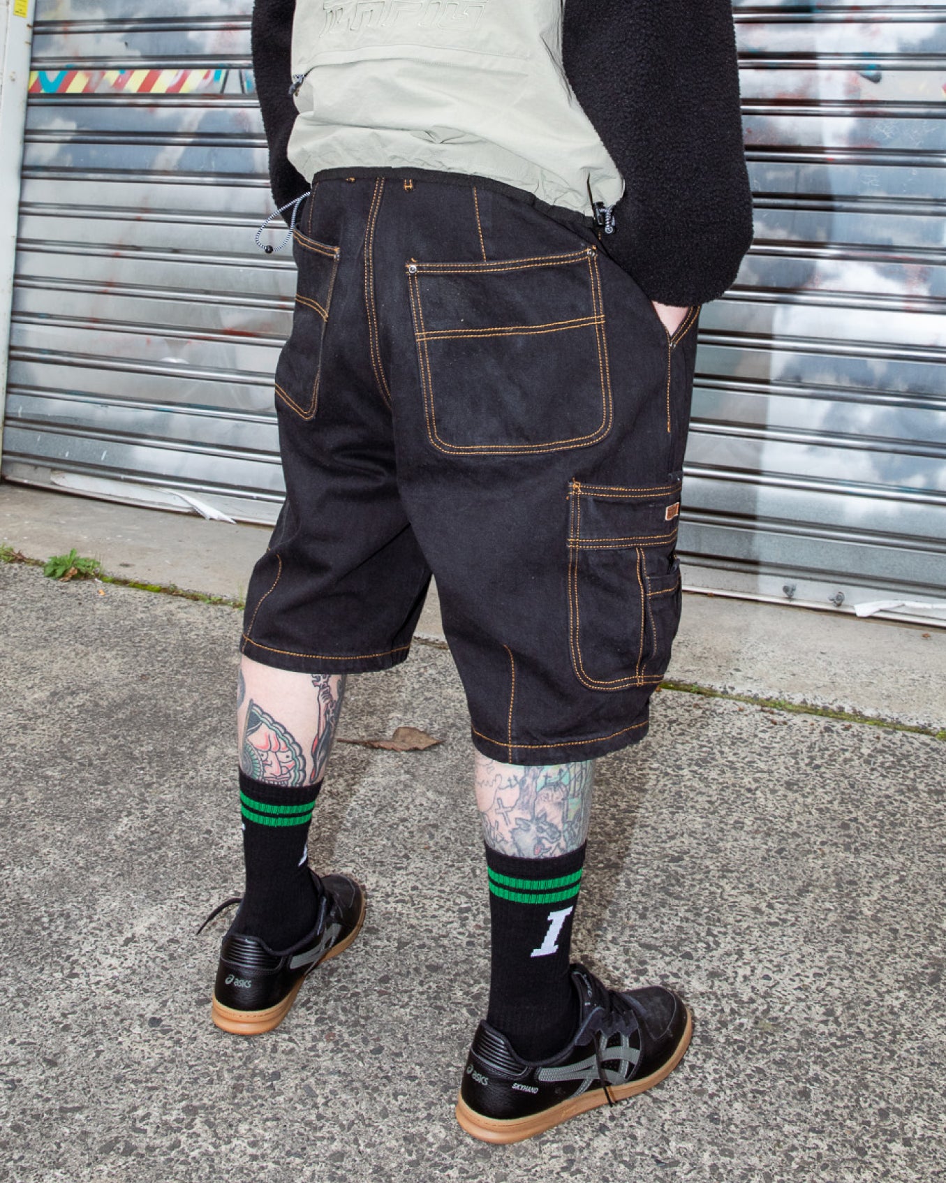 Ichpig Denim Utility Shorts Black Overdye