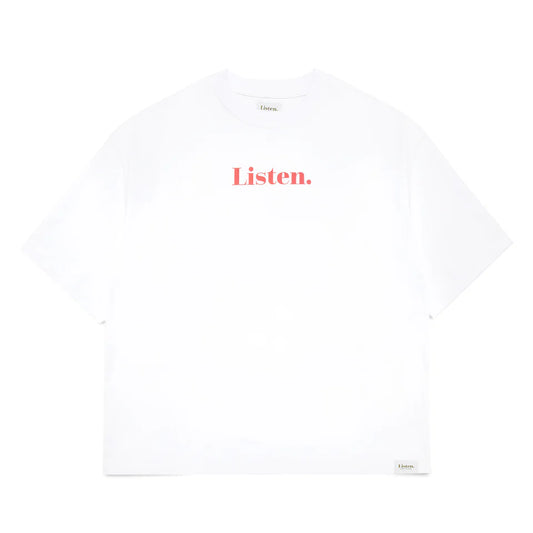 Listen Logo Tee White