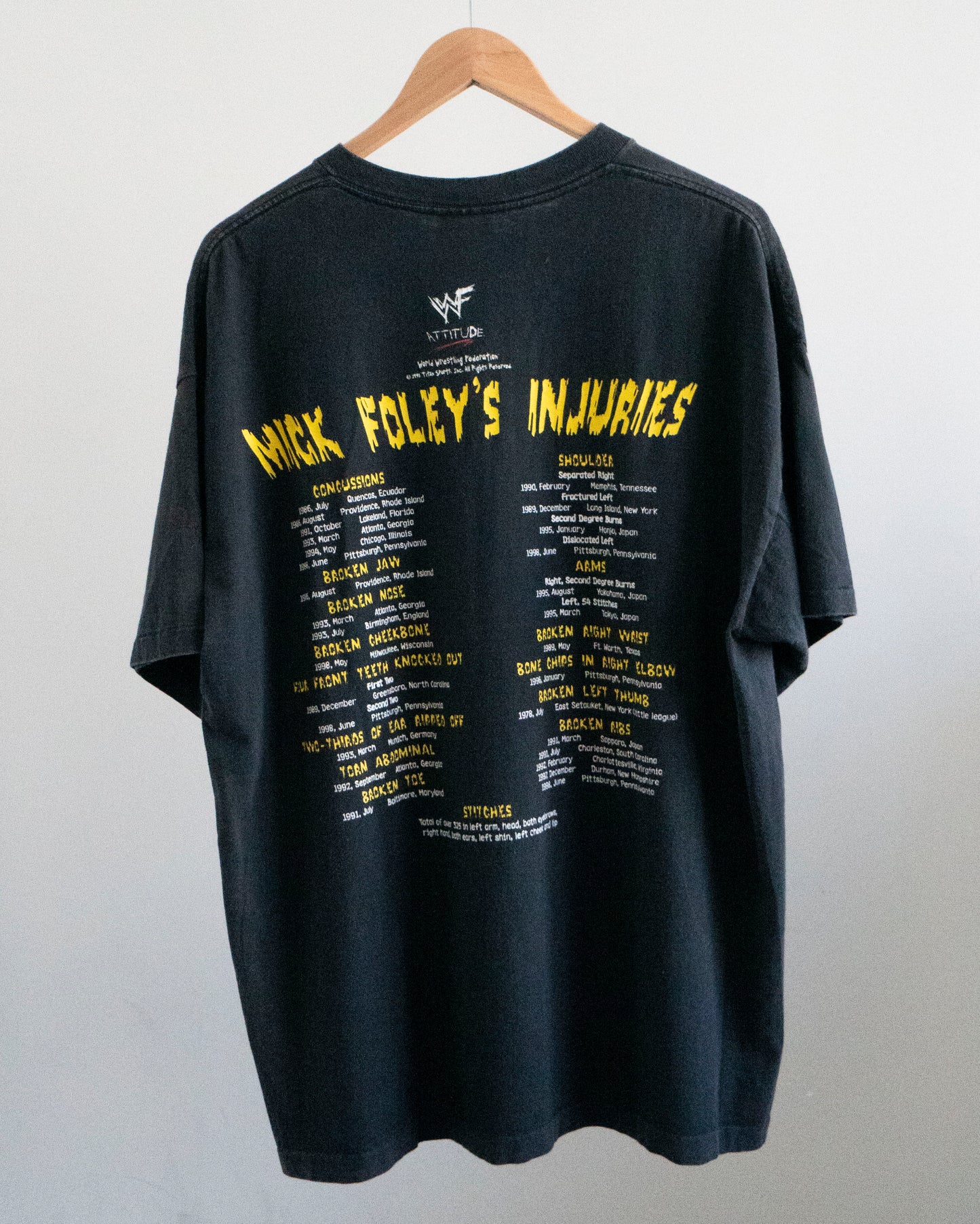 1998 Mick Foley 'Injuries' T-Shirt XL