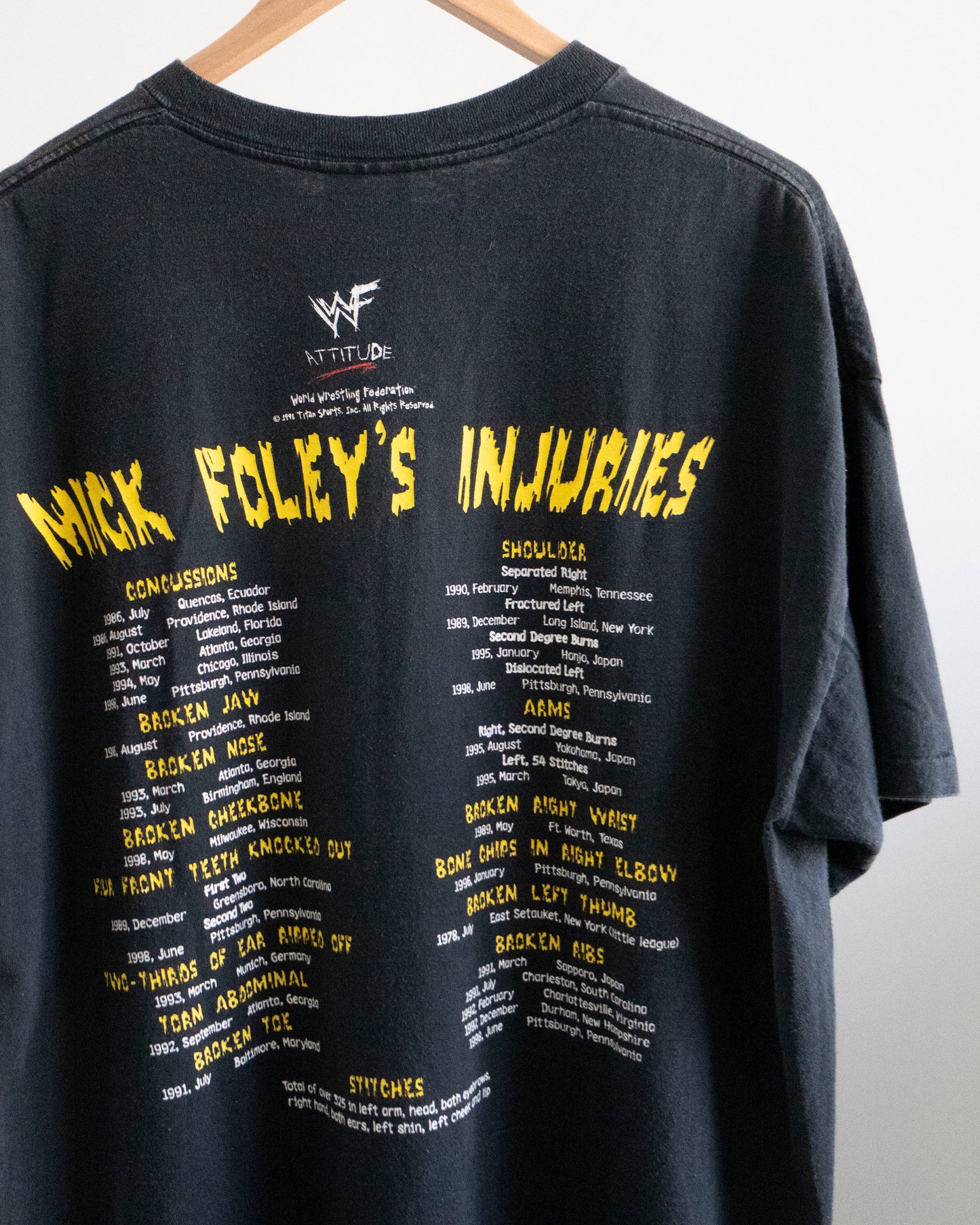 1998 Mick Foley 'Injuries' T-Shirt XL