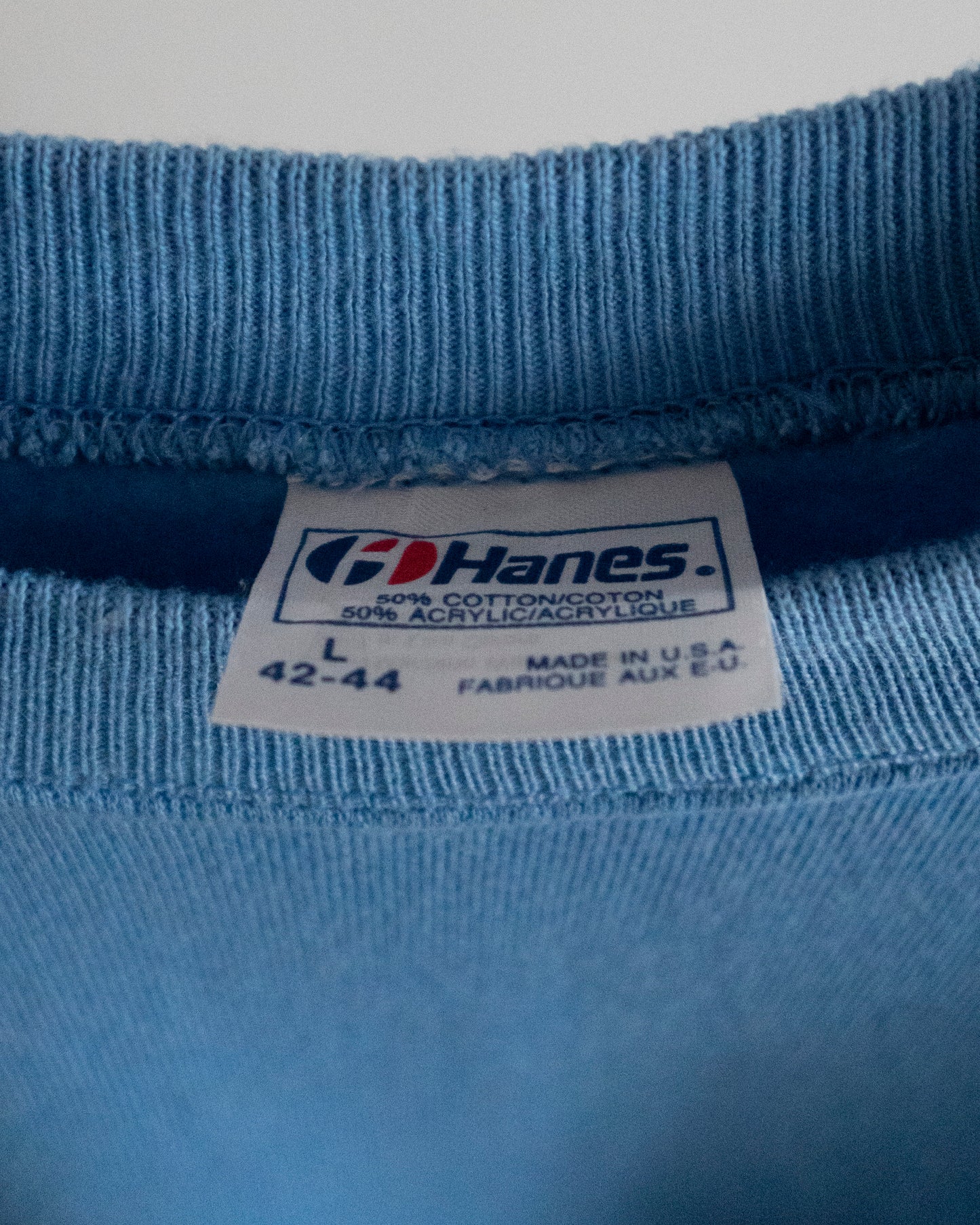 1980s Hanes Blank Baby Blue Sweatshirt Medium