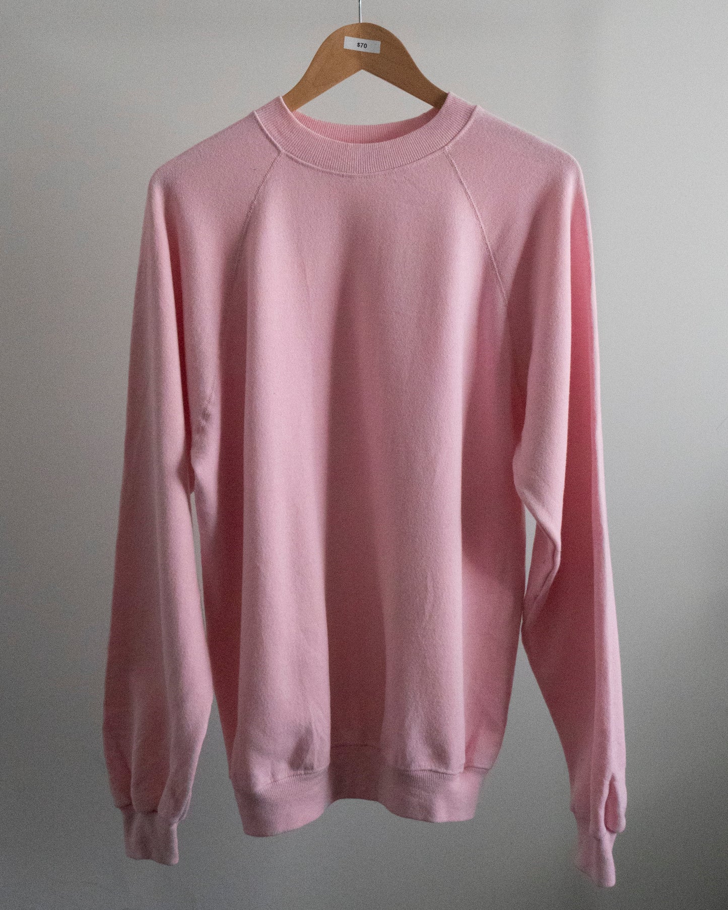 1980's Hanes Baby Pink Blank Sweatshirt Large