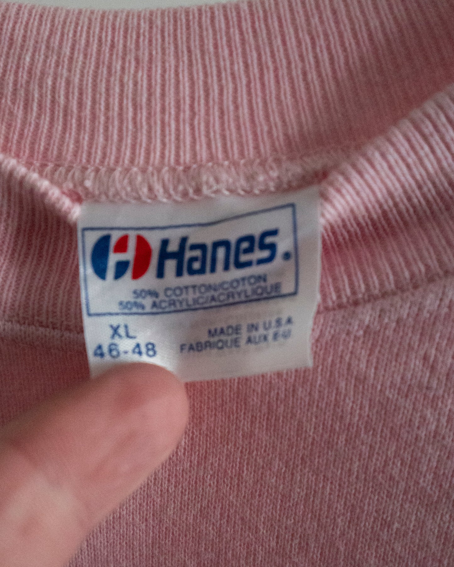 1980's Hanes Baby Pink Blank Sweatshirt Large