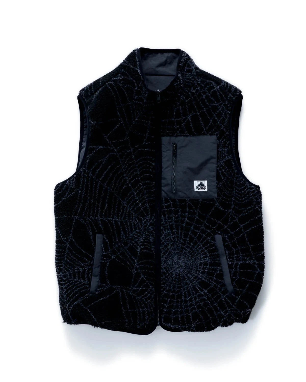 X-Large Cobweb Reversible Sherpa Vest Black