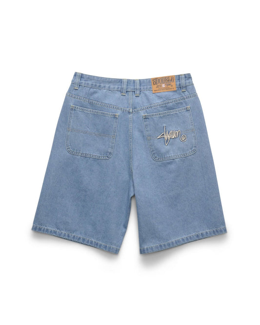 S-Double EMB Denim Standard Short Mid Blue