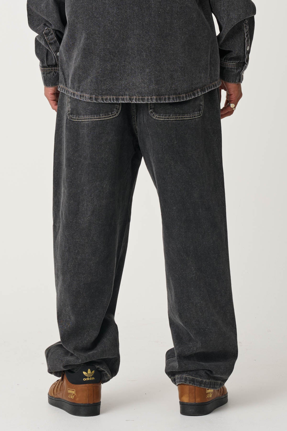 X-Large Folded Crown Bull Denim Pant Double Dye Black