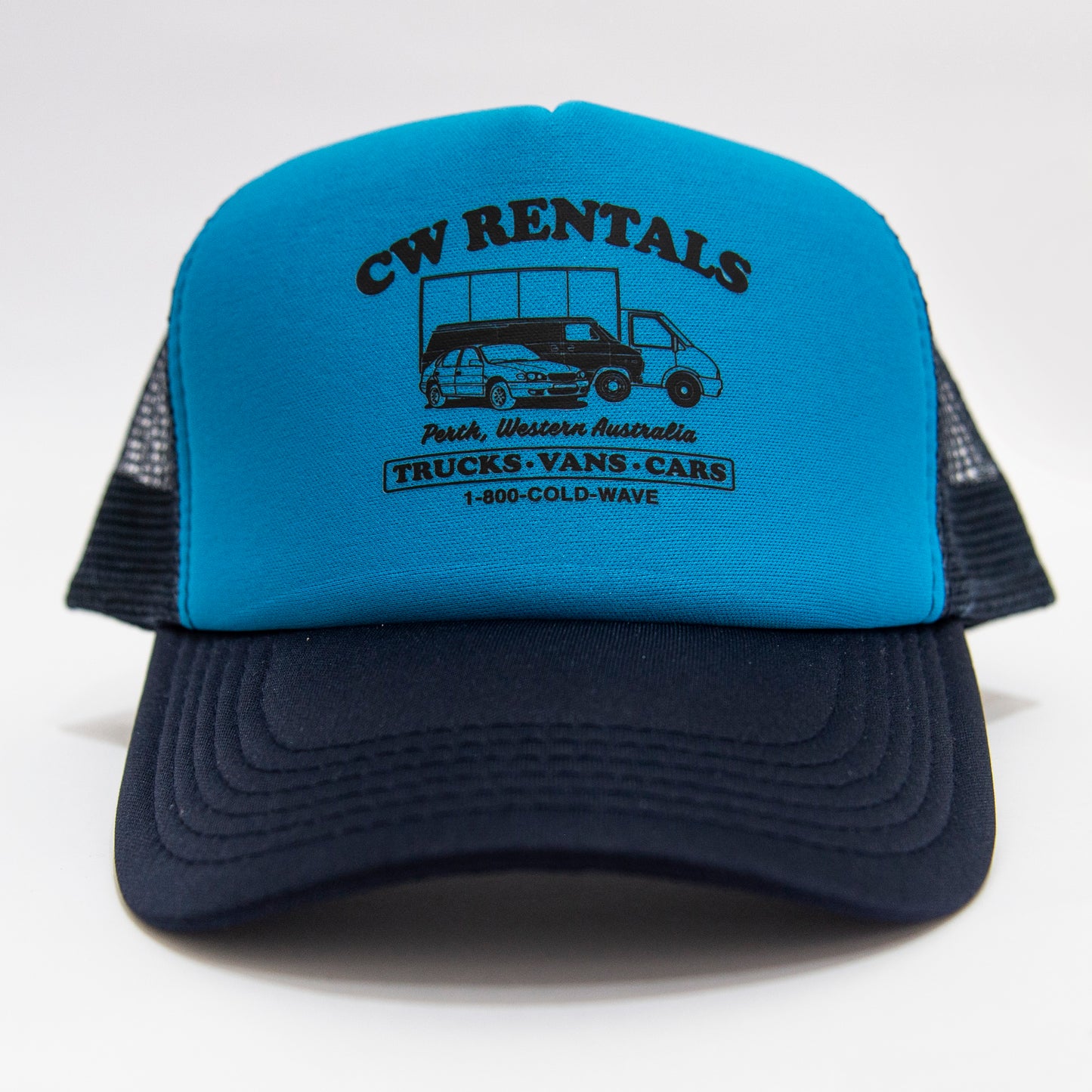 Cold Wave 'CW Rentals' Trucker Hat Cyan / Navy